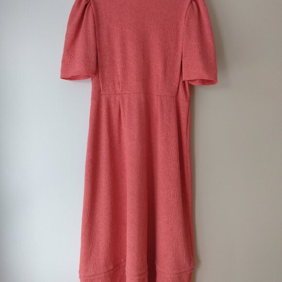Mennonite Cape Dress 40" Bust 34" Waist Pink Modest Stretchy Textured - Picture 2 of 14